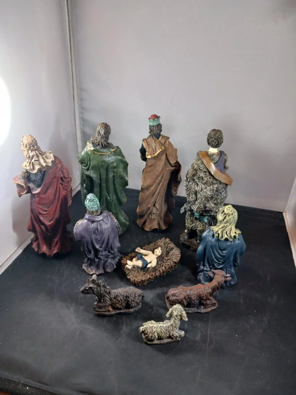 Vintage Resin Traditional Christmas Nativity Set 10 Pieces